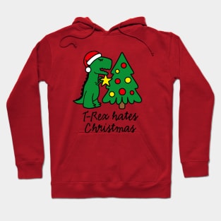 T-Rex hates Christmas decorate Christmas tree ugly sweater Hoodie